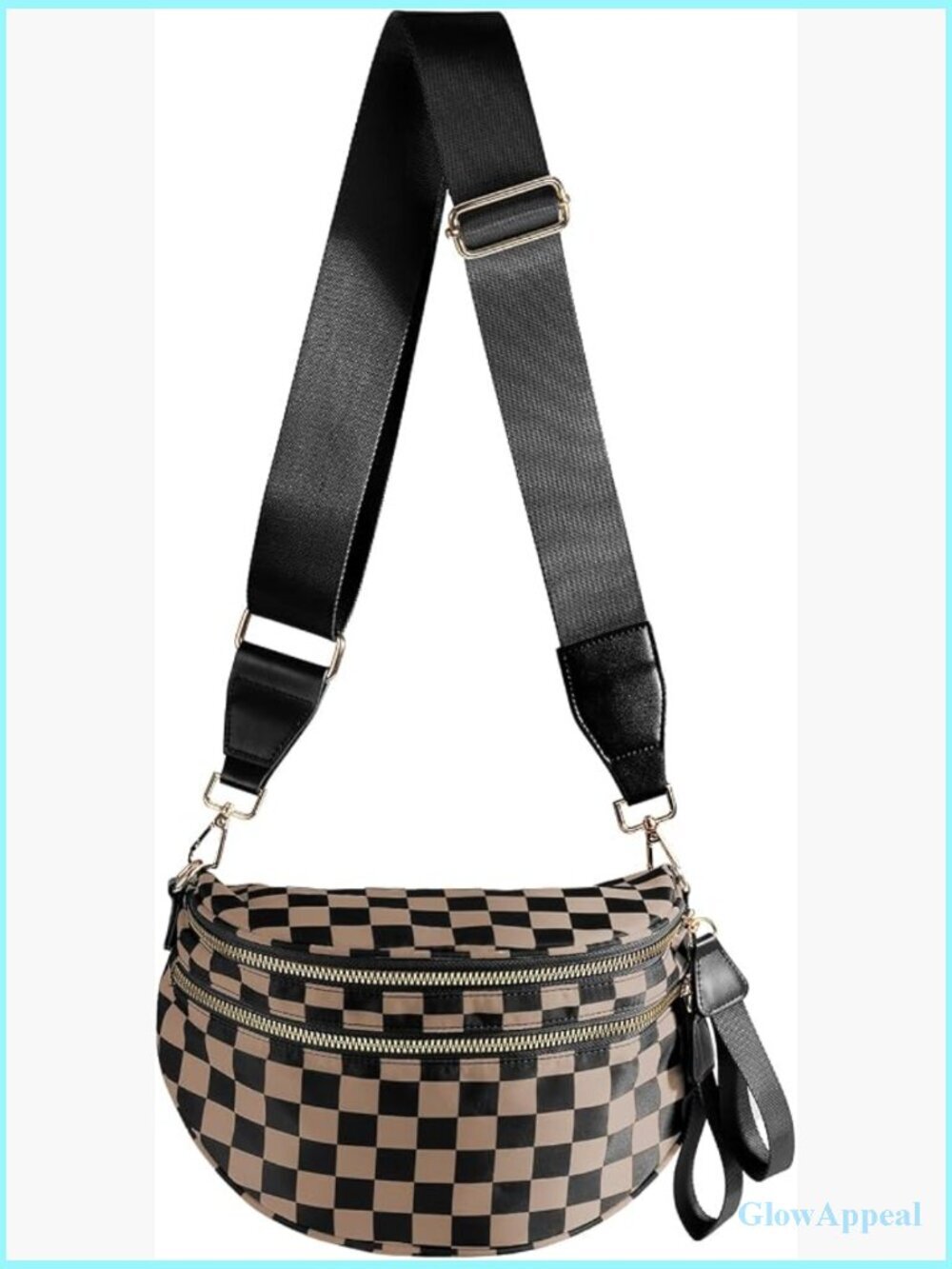 Checkered Crossbody Bag Fanny Pack Belt Bag Large Capacity Travel